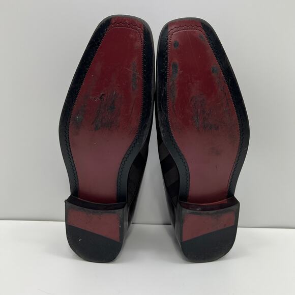 Bolano 185-065 Brown Striped Satin Upper Square Toe Derby Mens 8.5 Dress Shoes - Picture 7 of 9